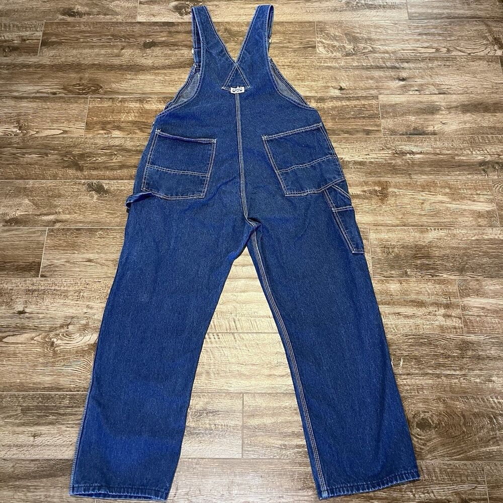 Vintage 90s Big Smith Denim Overalls 38x29.5 Made USA Carpenter Workwear XL - Picture 7 of 14